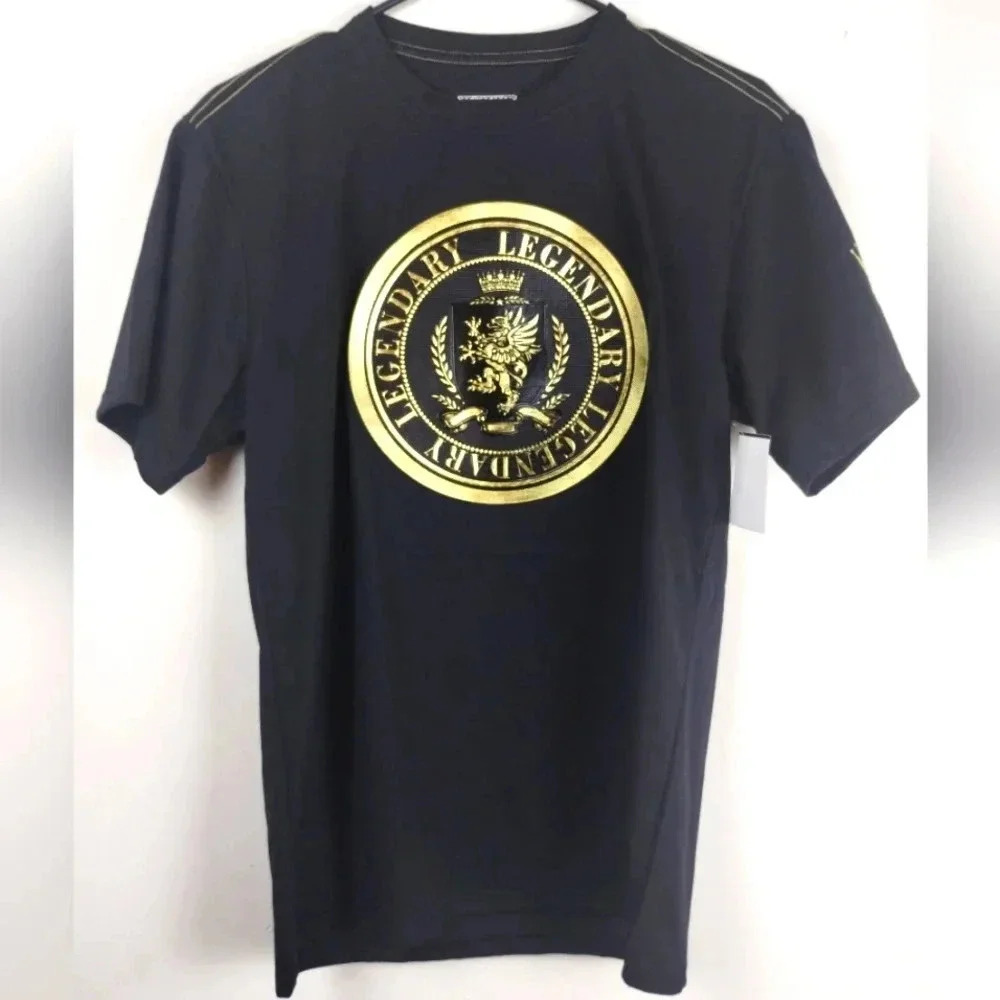 Mens Black Graphic Tee Legendary Short Sleeve Shirt Small
